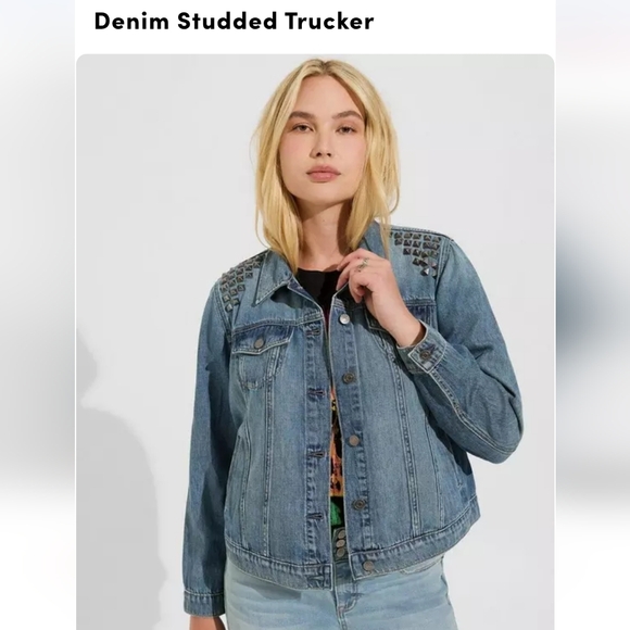 torrid Jackets & Blazers - Torrid Studded Blue Denim Trucker Jacket Sz 3X